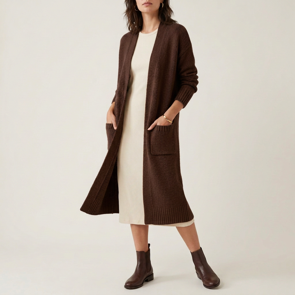 Caramel Longline Knit Cardigan