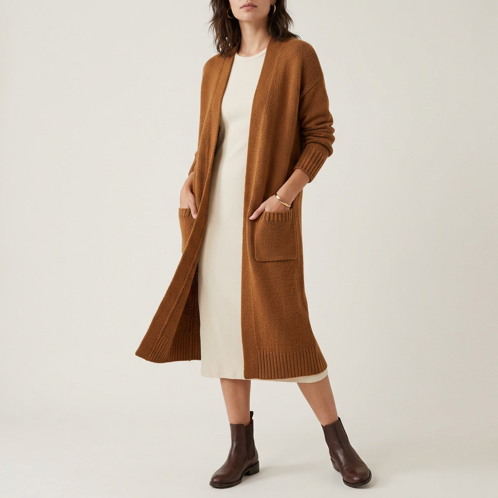 Caramel Longline Knit Cardigan