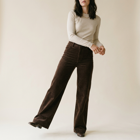 Espresso Brown Corduroy Wide-Leg Pants