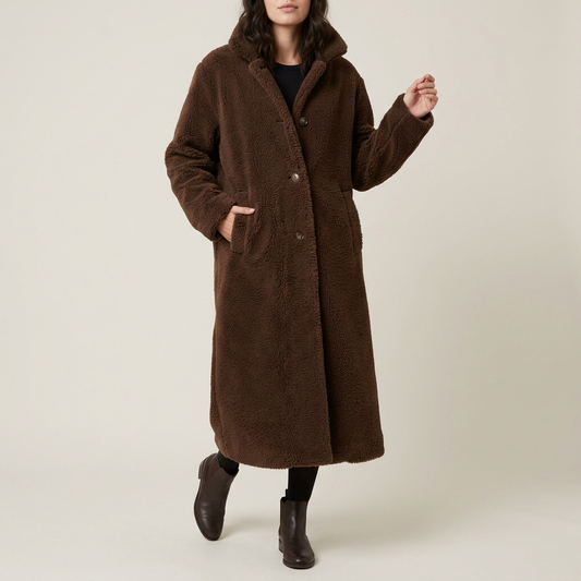 Espresso Brown Teddy Fleece Coat