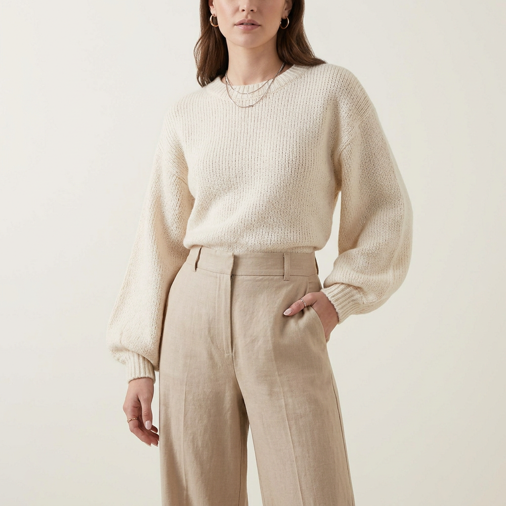 Mulberry Balloon Sleeve Knit Top