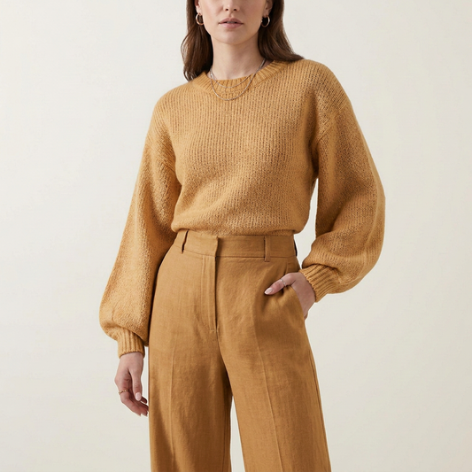 Mulberry Balloon Sleeve Knit Top