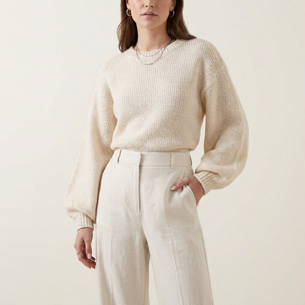 Mulberry Balloon Sleeve Knit Top