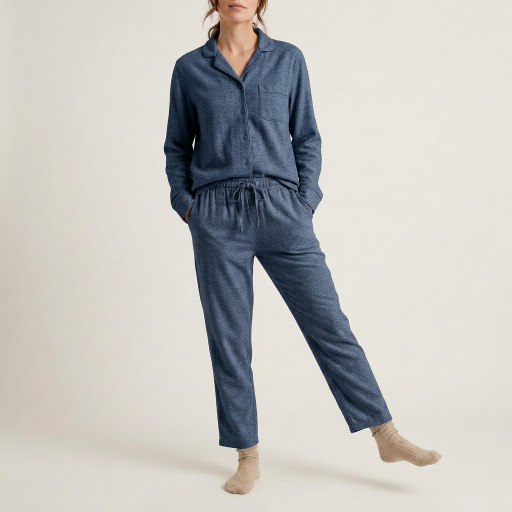 Oatmeal Brushed Cotton Pyjama Set