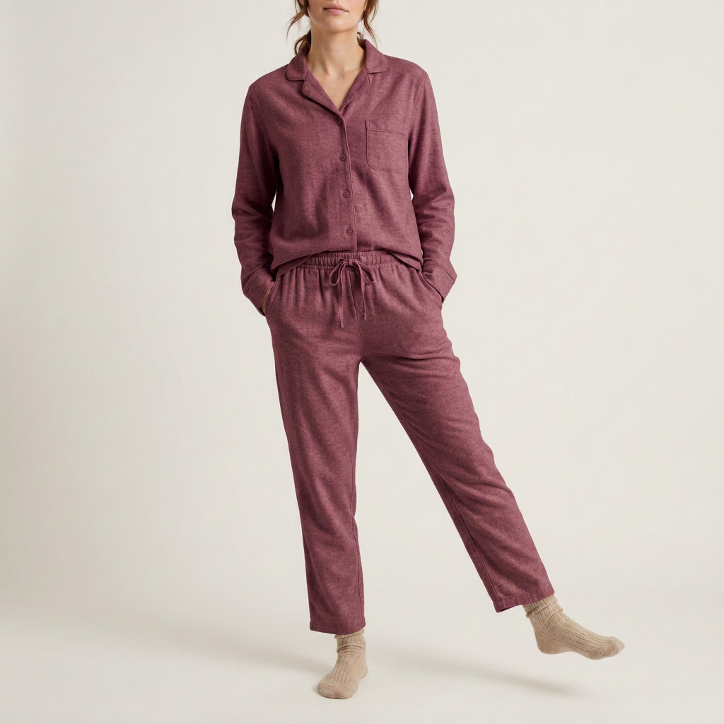Oatmeal Brushed Cotton Pyjama Set