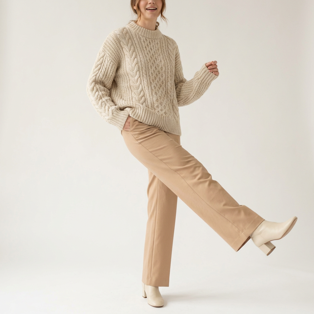 Oatmeal Chunky Cable Knit Sweater