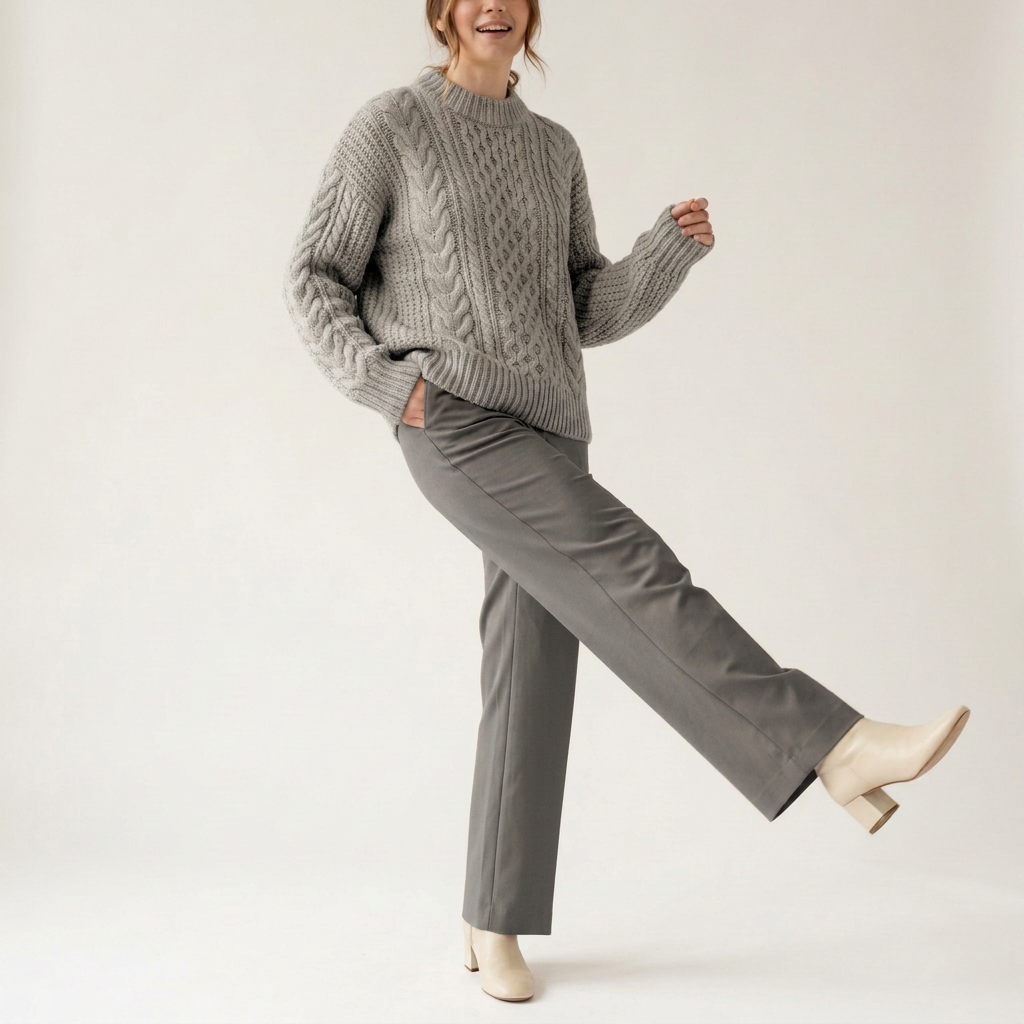 Oatmeal Chunky Cable Knit Sweater