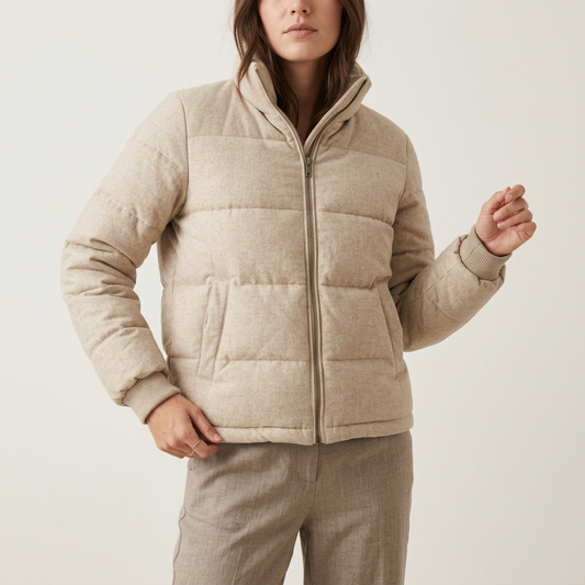Oatmeal Quilted Puffer Jacket