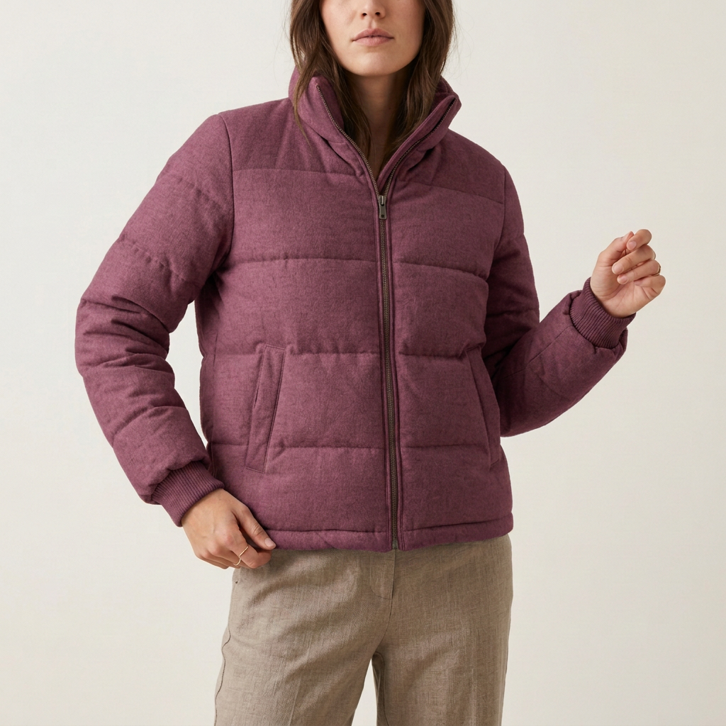 Oatmeal Quilted Puffer Jacket