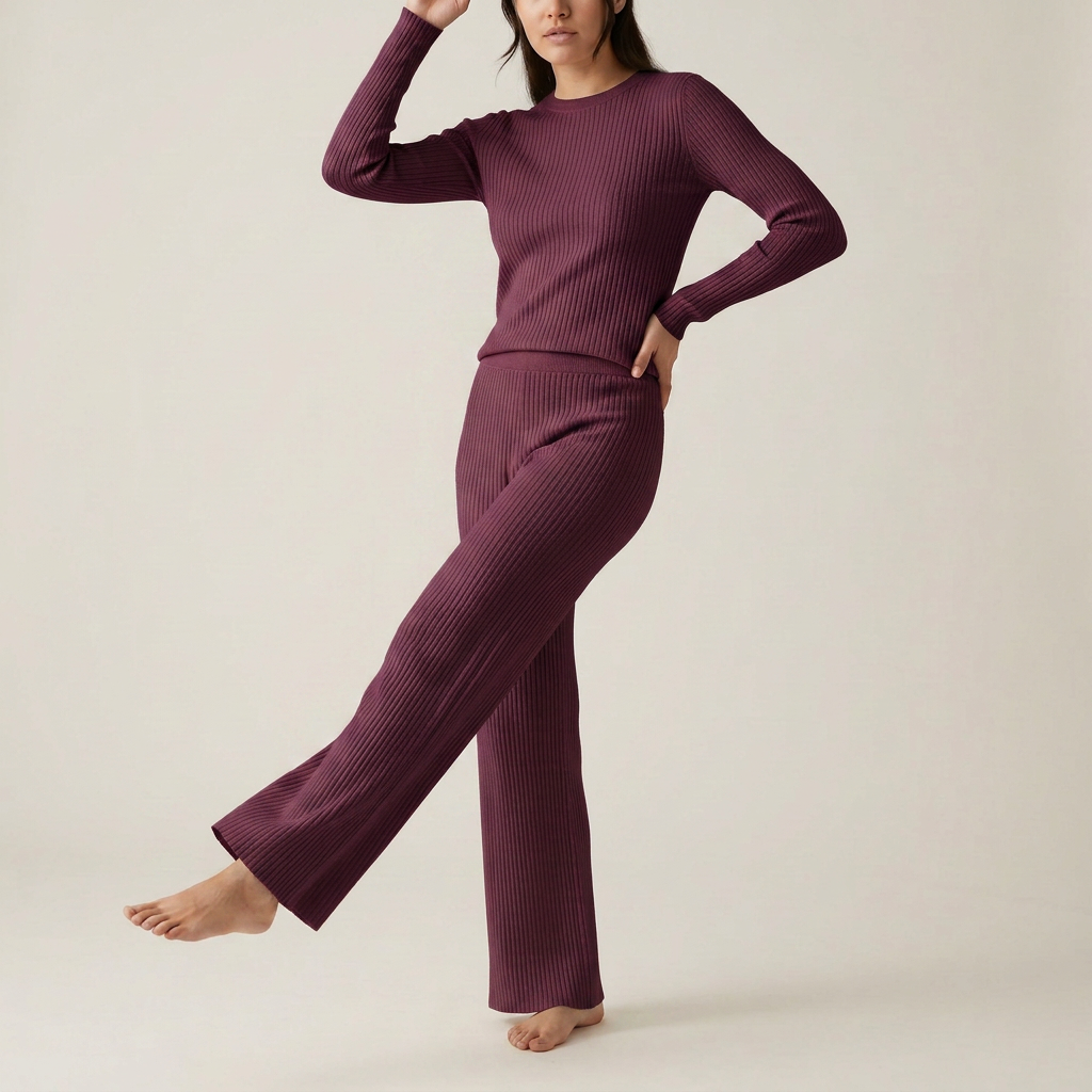 Off-White Ribbed Lounge Set