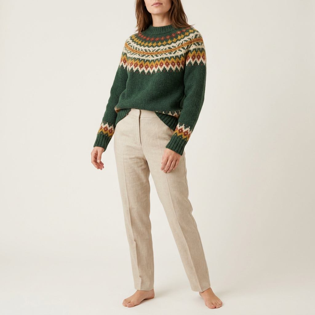 Pine Green Fair Isle Knit Sweater