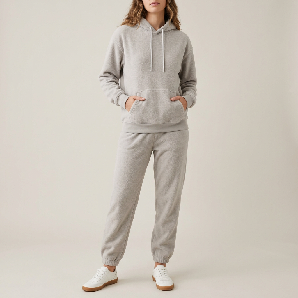 Stone Grey Fleece Hoodie Set