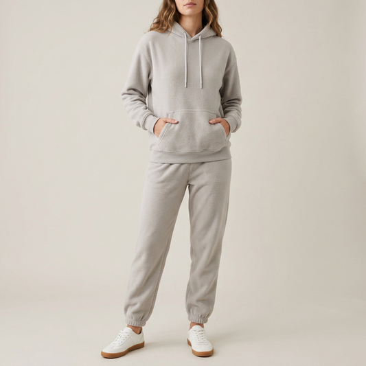 Stone Grey Fleece Hoodie Set