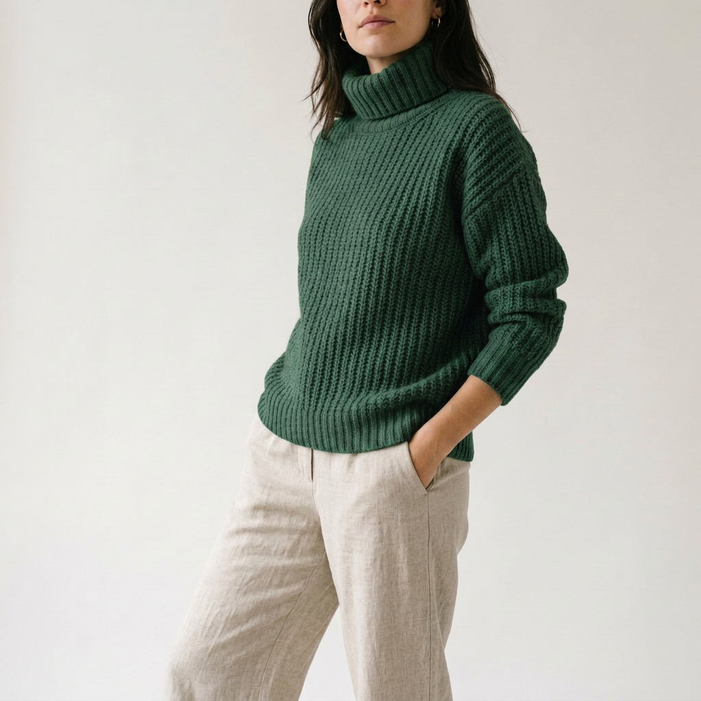 Stone Grey Wool Turtleneck Sweater