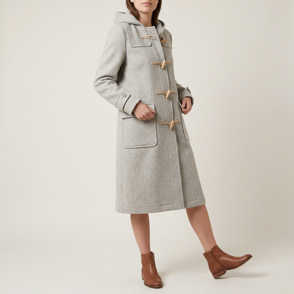 Stone Grey Wool Duffle Coat