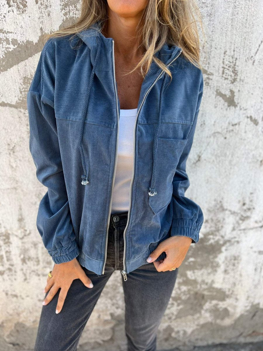 Oversized Hooded Corduroy Jacket