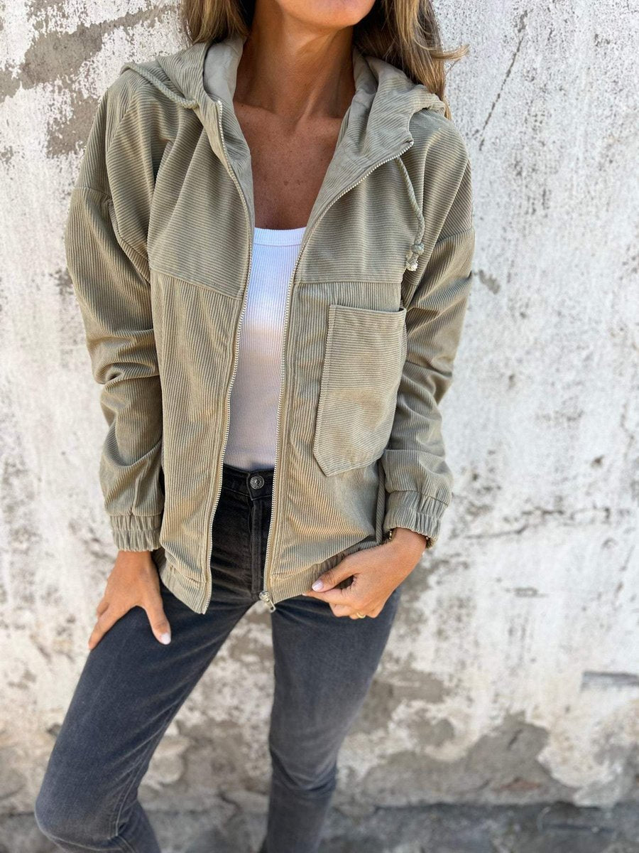 Oversized Hooded Corduroy Jacket
