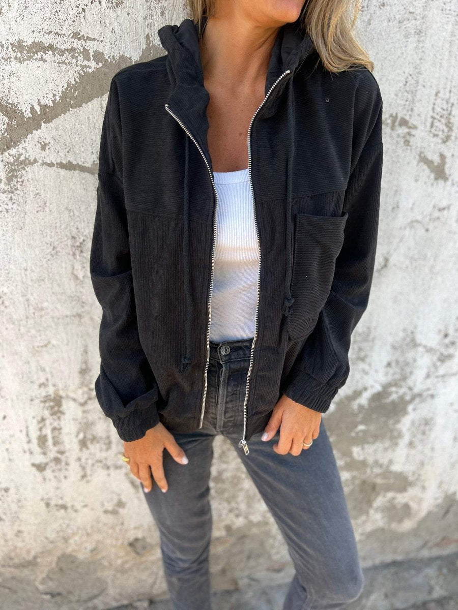 Oversized Hooded Corduroy Jacket