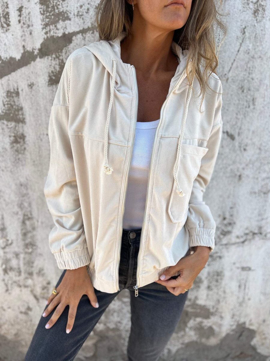 Oversized Hooded Corduroy Jacket