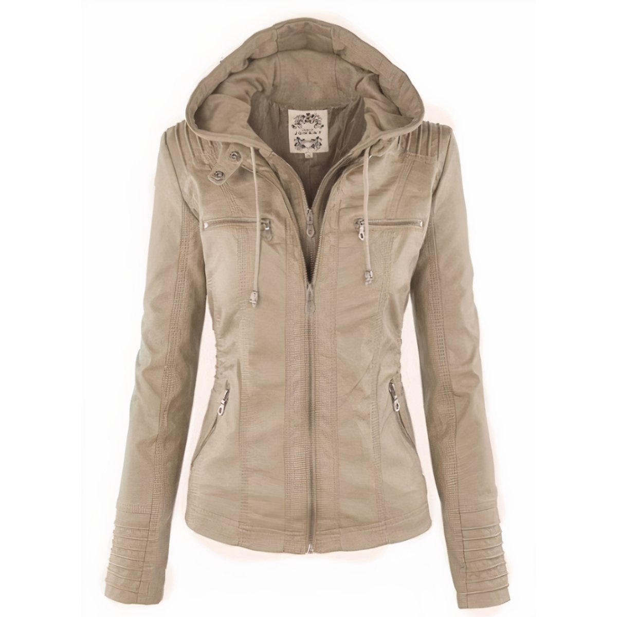 Hooded Faux Leather Moto Jacket