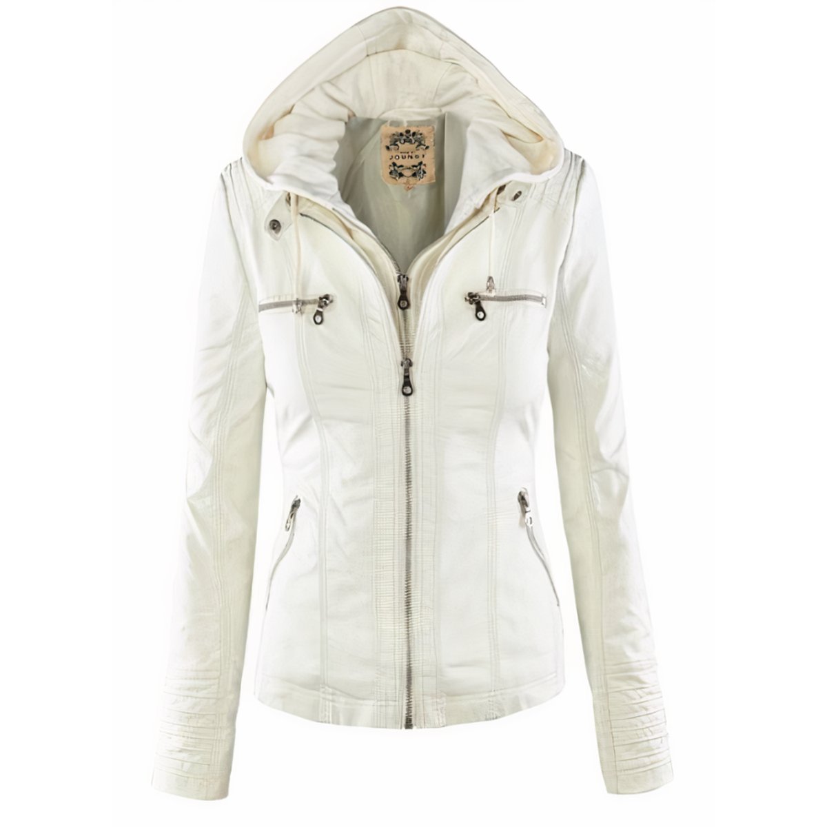 Hooded Faux Leather Moto Jacket