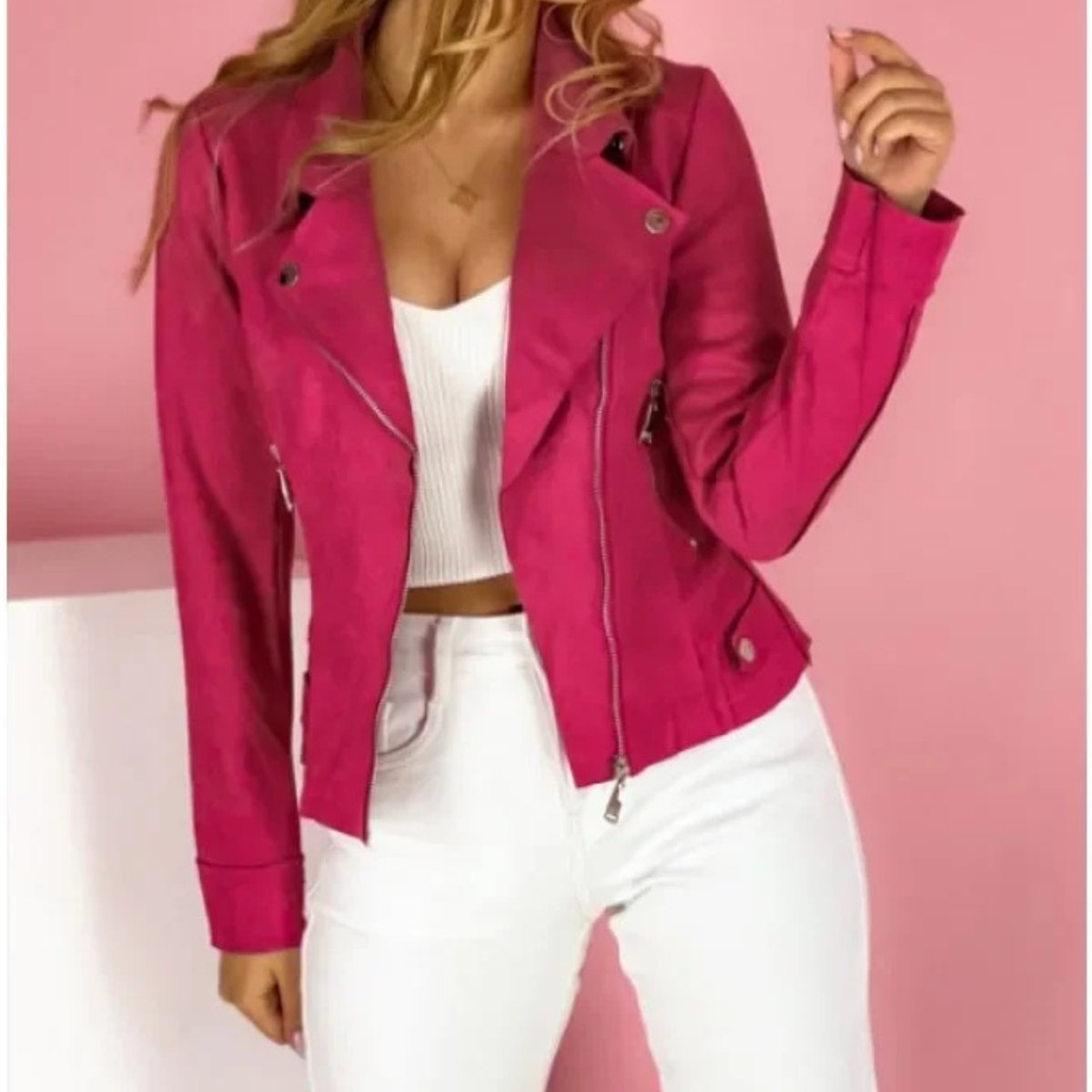 Collared Vegan Leather Biker