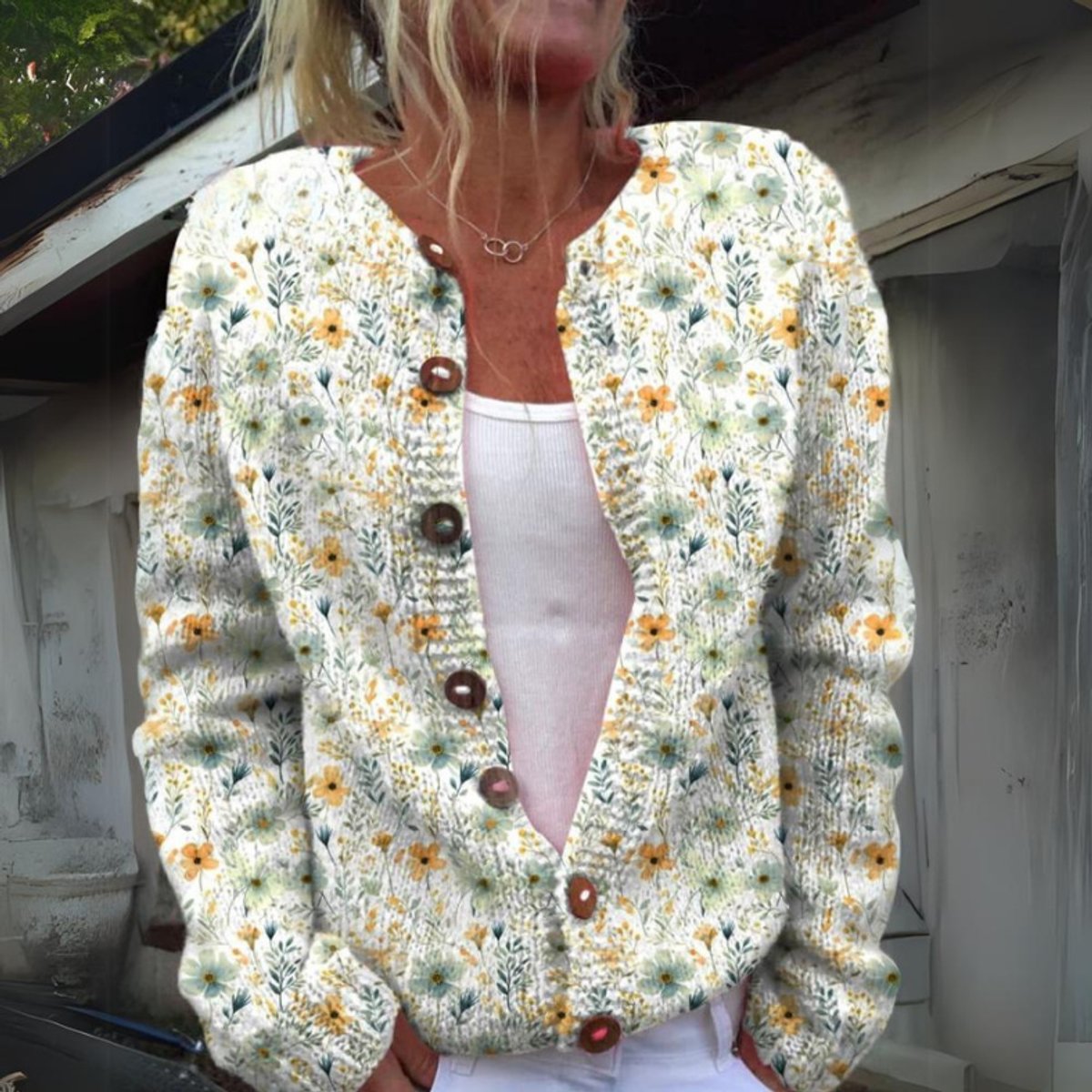 Floral Knit Puffer Vest
