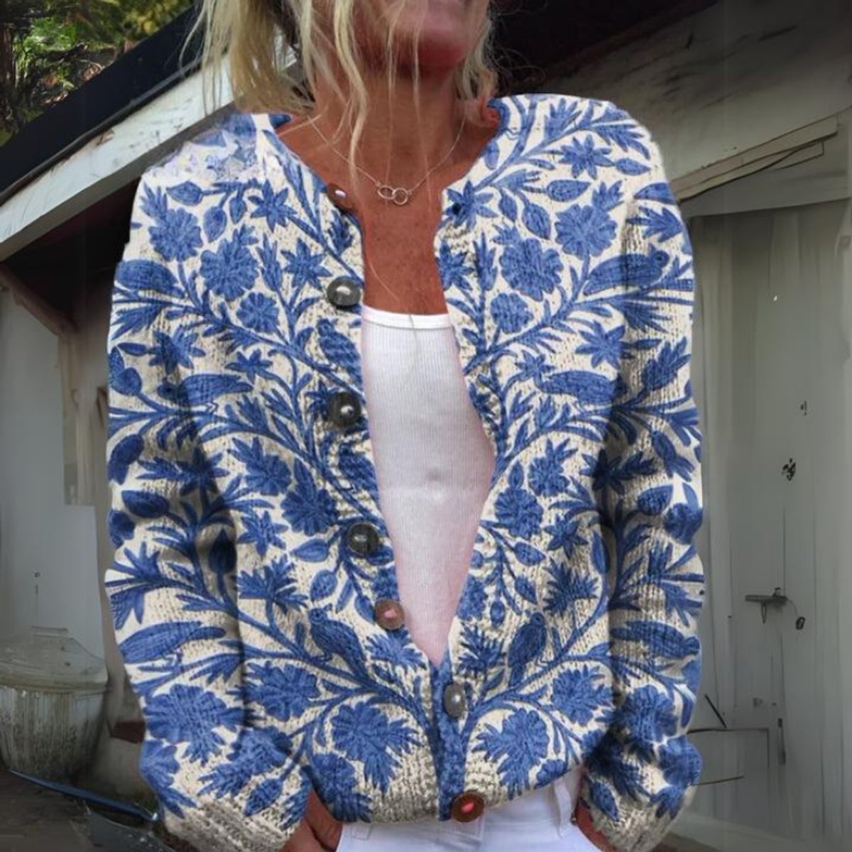 Floral Knit Puffer Vest
