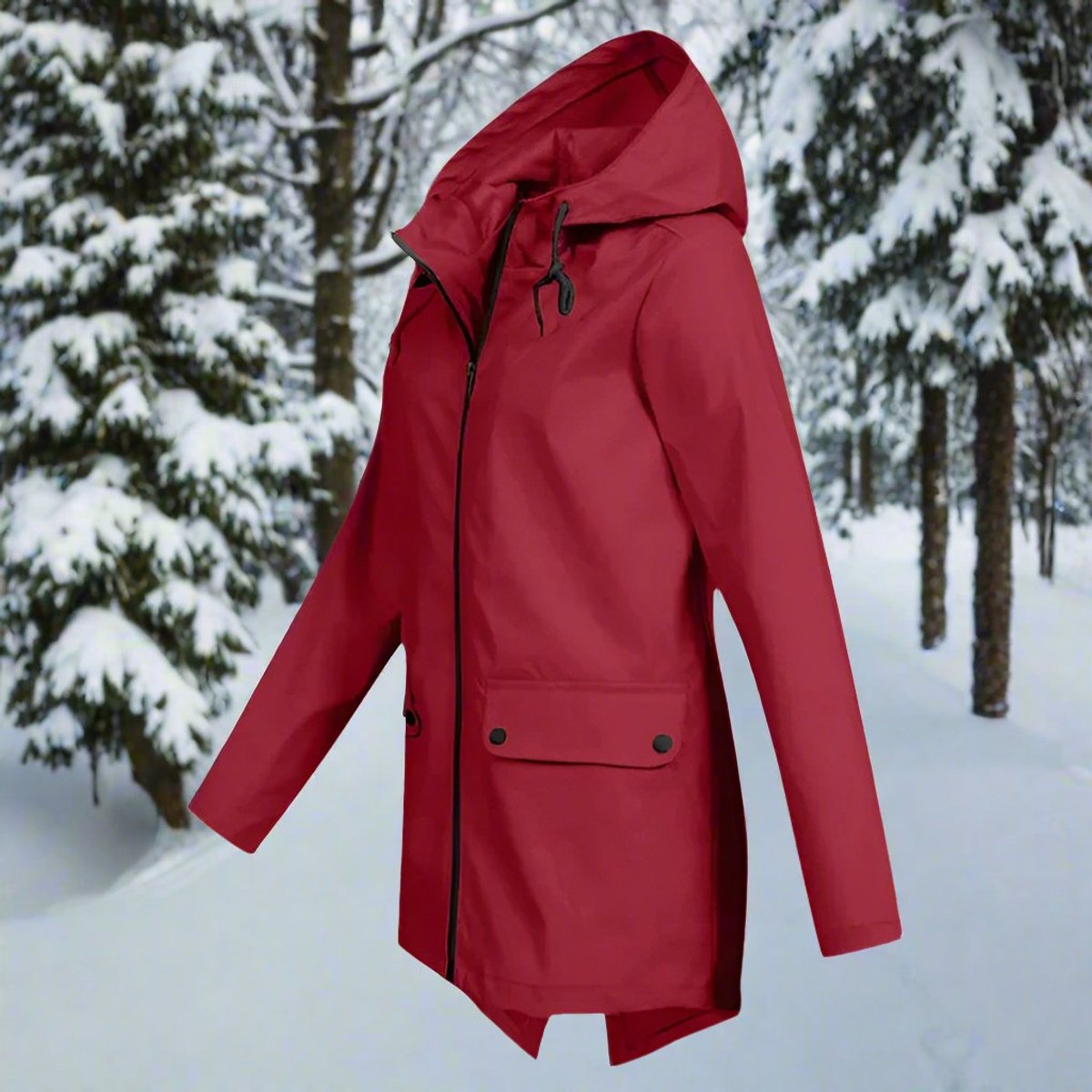 Zip-Up Hooded Rain Jacket