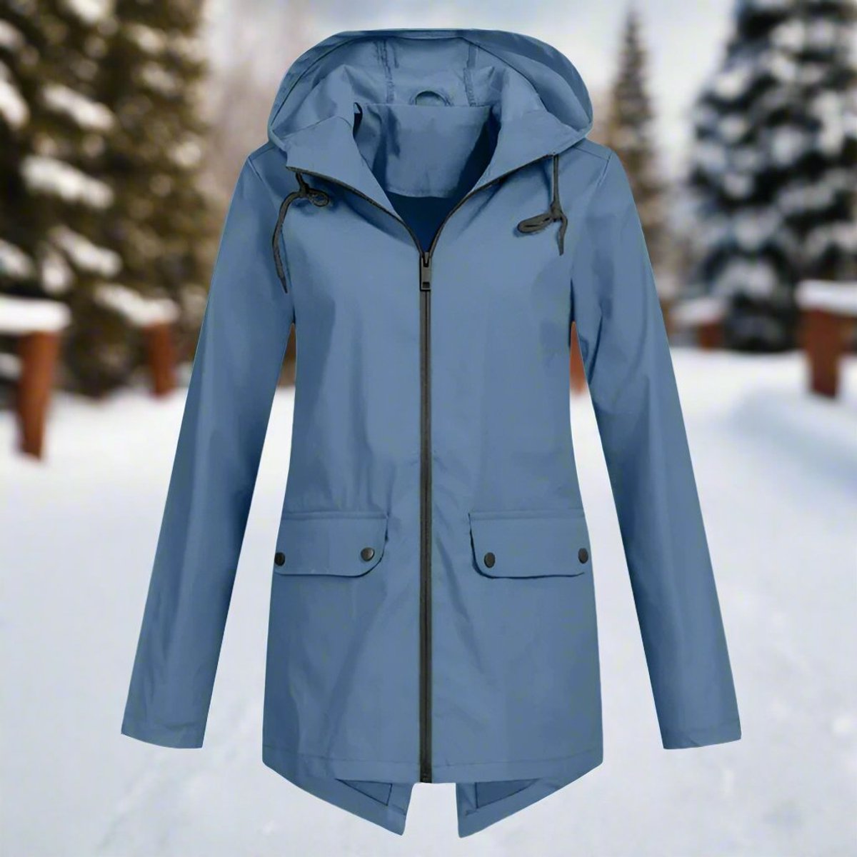 Zip-Up Hooded Rain Jacket