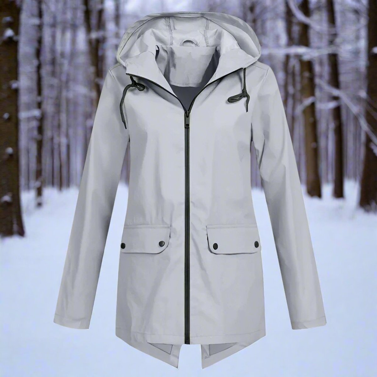 Zip-Up Hooded Rain Jacket