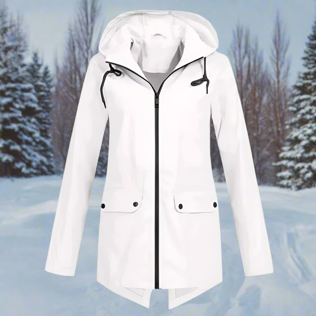 Zip-Up Hooded Rain Jacket