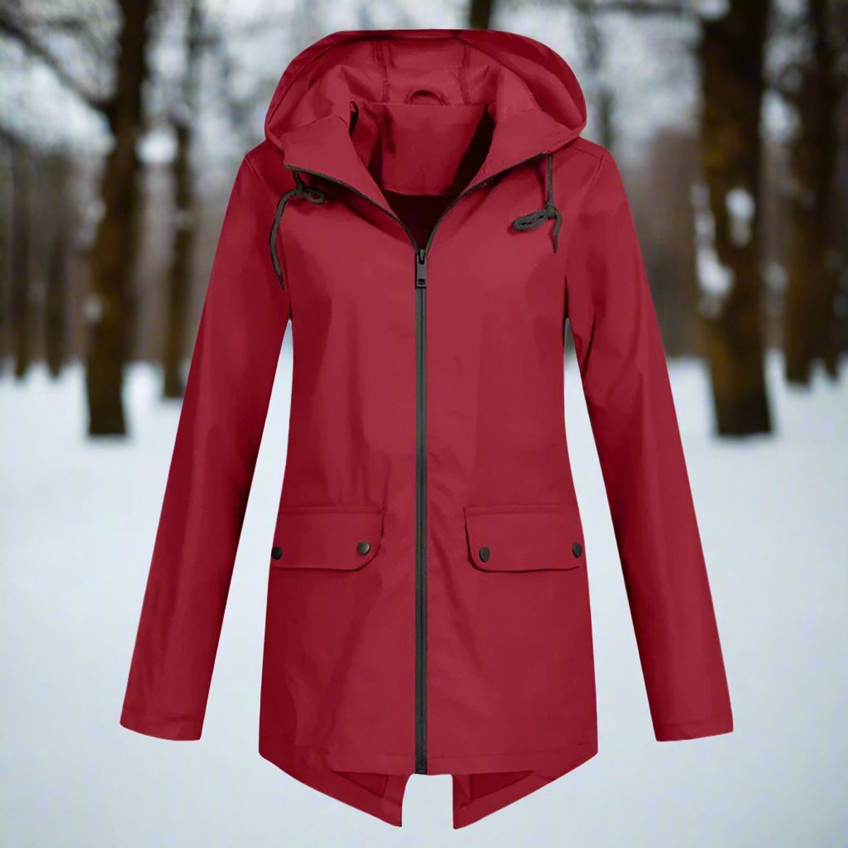 Zip-Up Hooded Rain Jacket