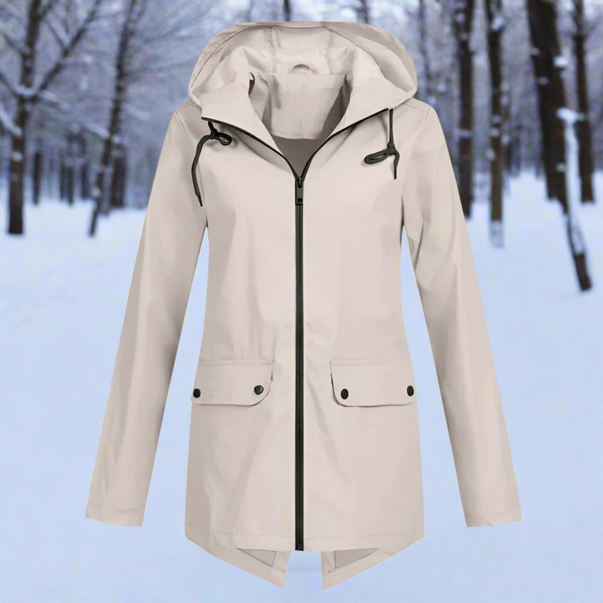 Zip-Up Hooded Rain Jacket