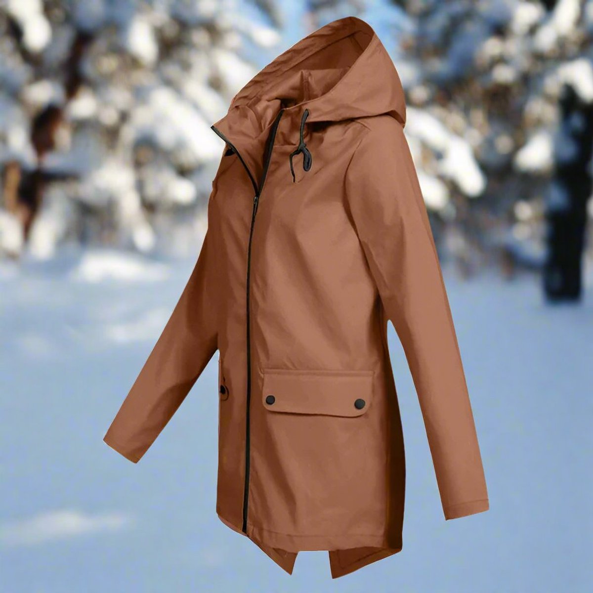 Zip-Up Hooded Rain Jacket