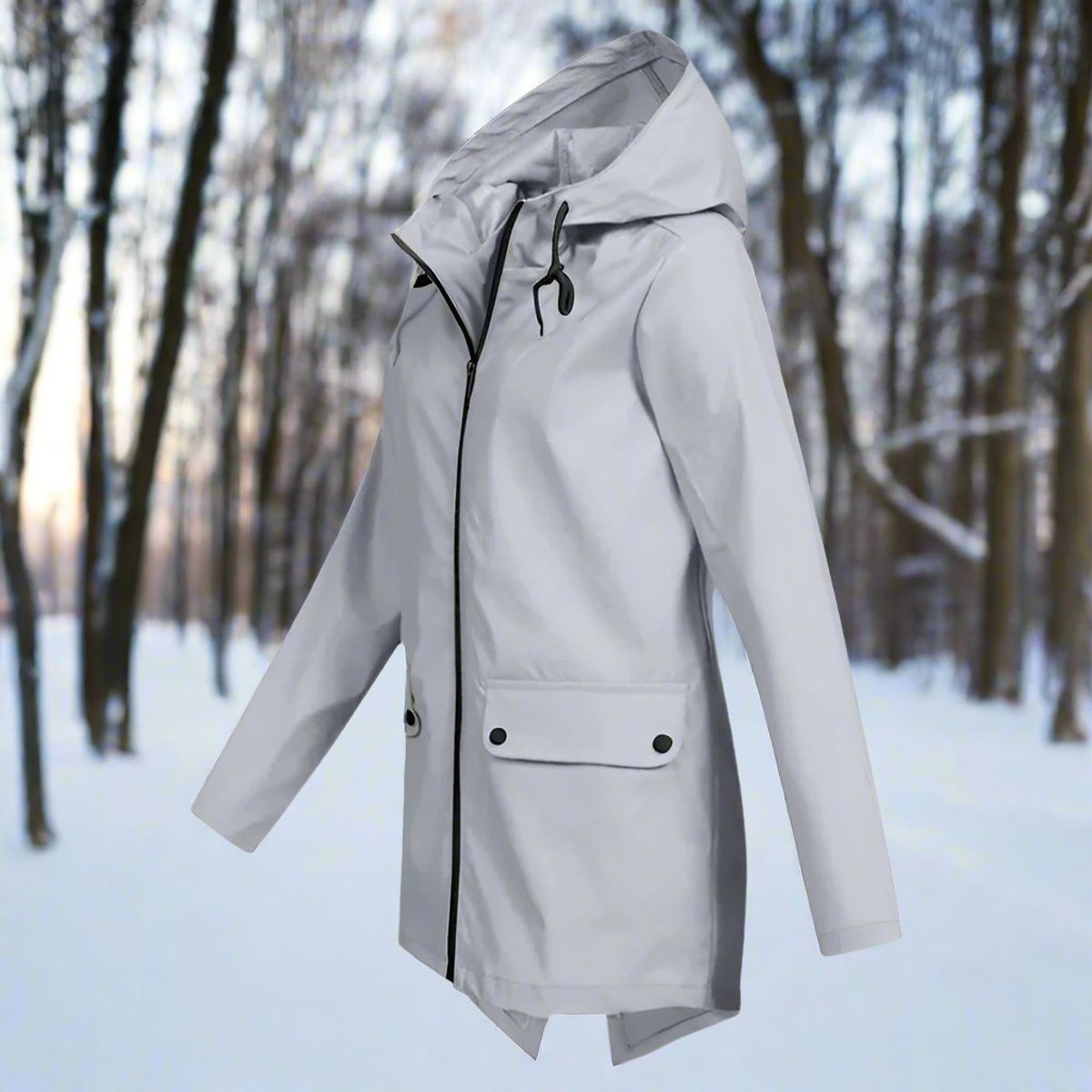 Zip-Up Hooded Rain Jacket