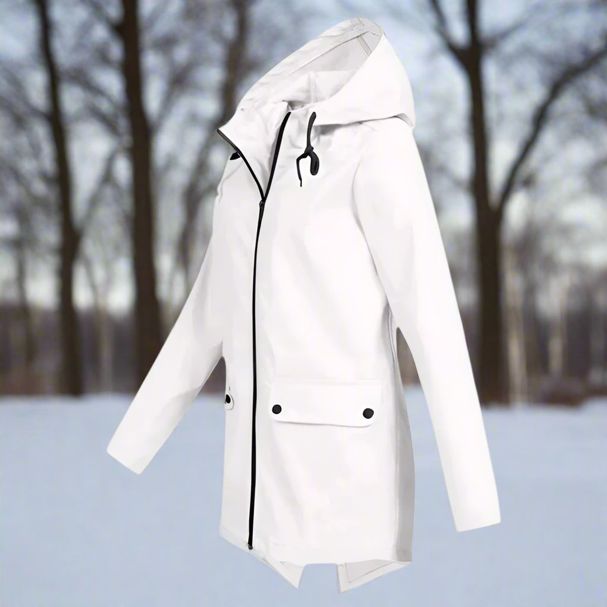 Zip-Up Hooded Rain Jacket