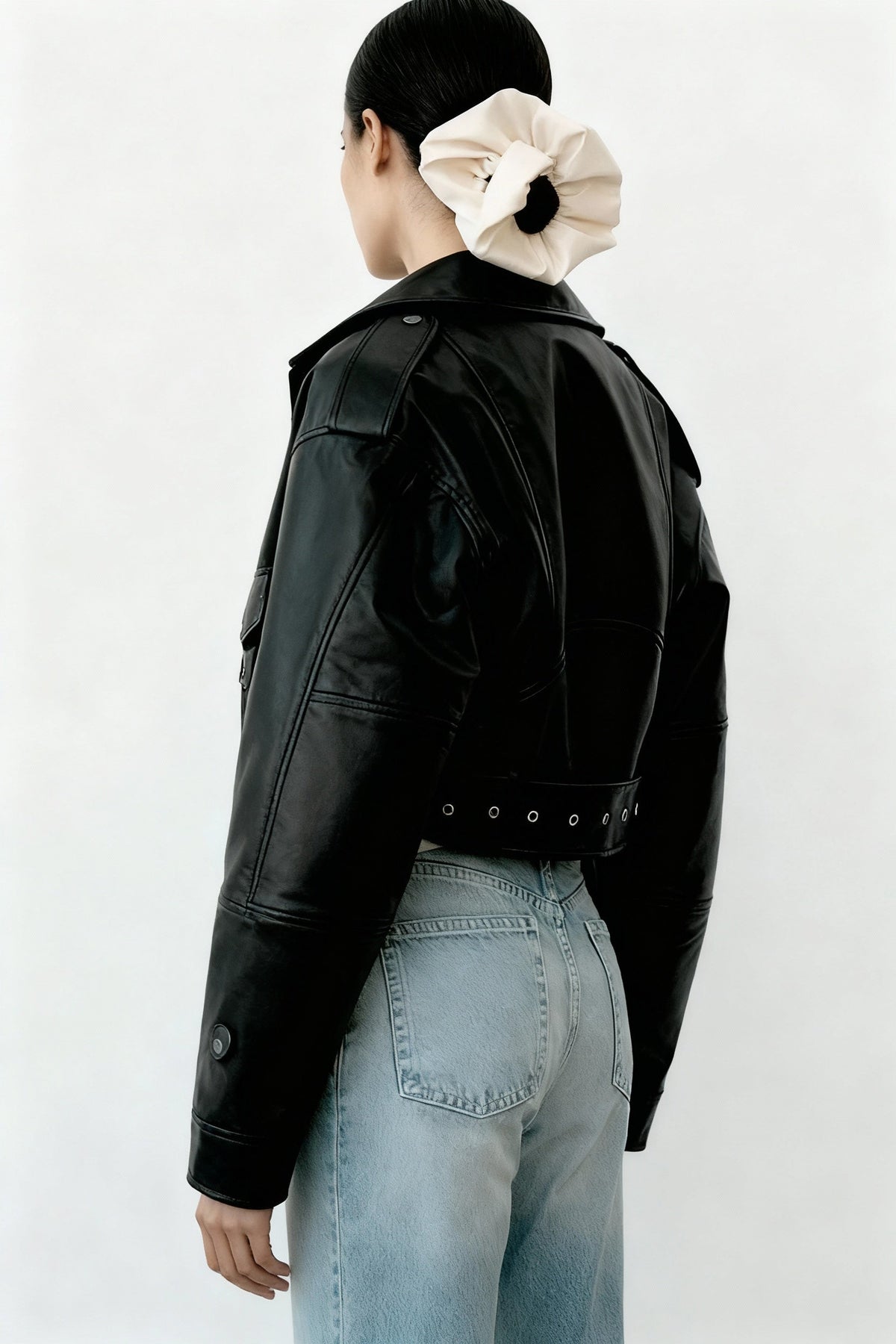 Belted Short Leather Biker